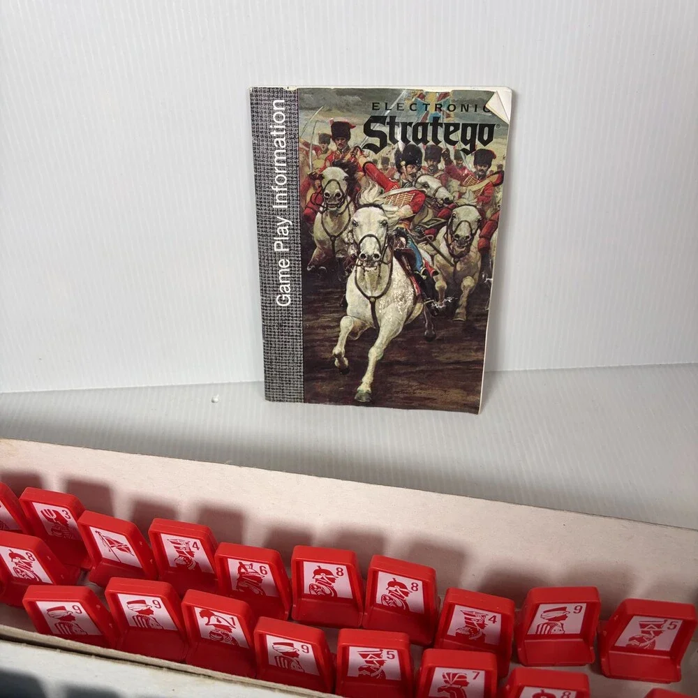 Vintage Stratego Electronic Edition Board Game Pieces and Manual 23 Red, 24 Blue
